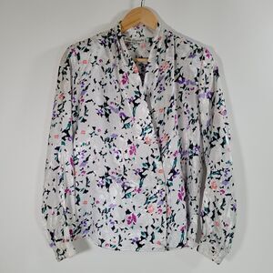 EVA LAUREL Vintage White Floral Iridescent Top Size 4 Surplice Dinner Jacket